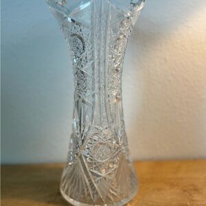 Antique American Brilliant Period Cut Glass Corset Vase